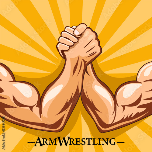 This compelling illustration perfectly encapsulates the intense duel of arm wrestling, a visual representation of pure, unadulterated power.