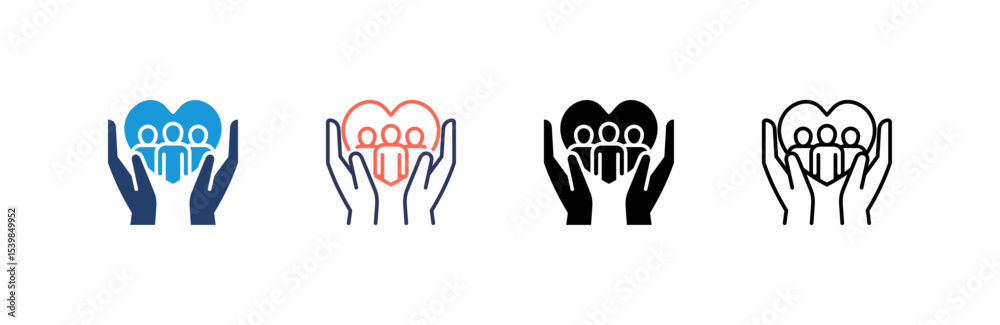 Obraz premium Social Services icon set multiple style collection