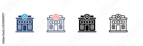 Police Station icon set multiple style collection