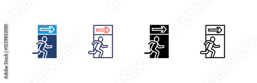 Emergency Exit icon set multiple style collection