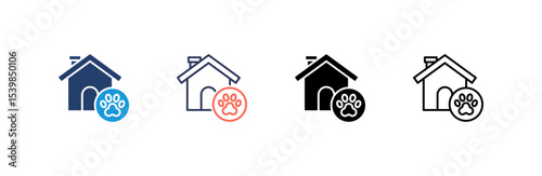 Animal Shelter icon set multiple style collection