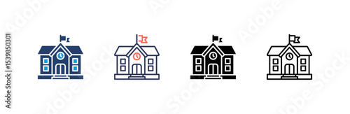 School icon set multiple style collection