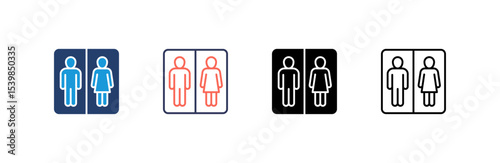 Restroom icon set multiple style collection