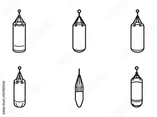 hanging punching bag for boxing exercise line art vector