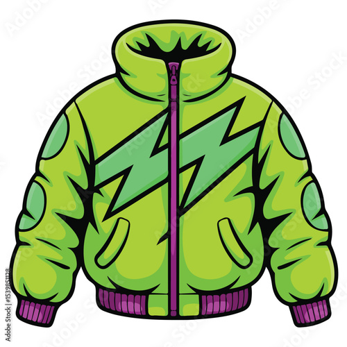 Retro neon jacket from nineties style vector isolated white background