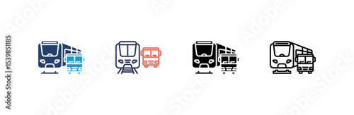 Public Transport icon set multiple style collection