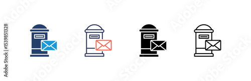 Postbox icon set multiple style collection