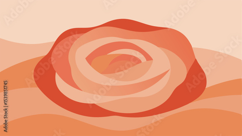 Abstract vector illustration of a rose flower in warm terracotta and orange colors