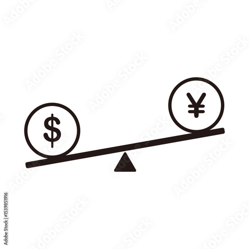 円安ドル高のシーソーのイラスト