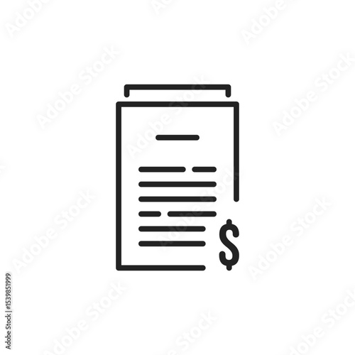 banking bill or price list like black thin line icon