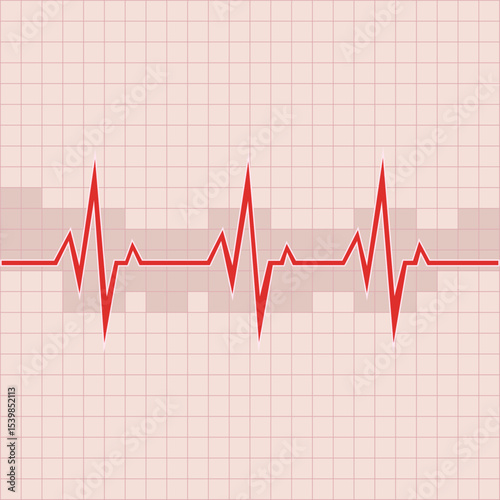 Vector illustration with heart rhythm, cardiogram.
