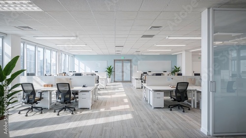 Modern open-plan office space with natural light.