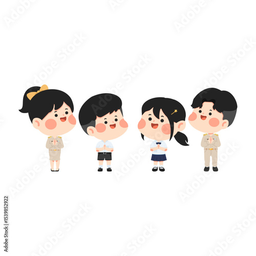 Thai School Children and Teachers