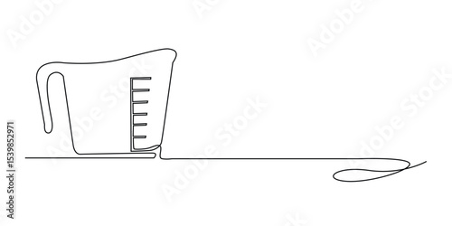 Measuring Cup One Line Drawing Vector Illustration.