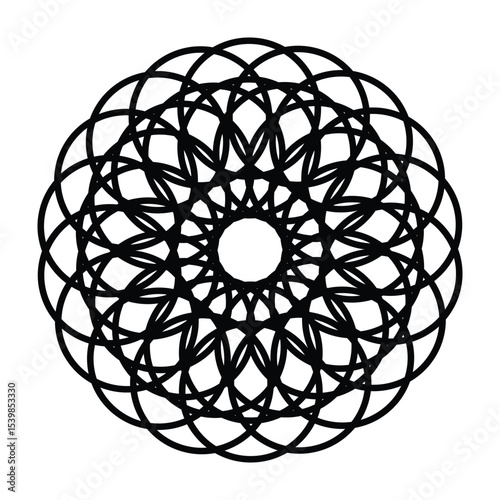 An elegant mandala design featuring intricate interlocking loops in a circular, symmetrical floral pattern, perfect for luxury branding, décor, or digital art inspiration