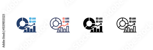 Analytics icon set multiple style collection
