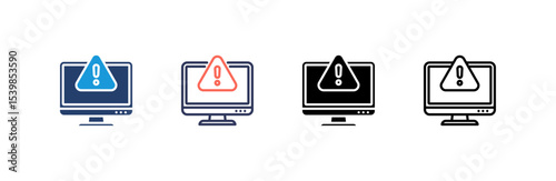 Monitor icon set multiple style collection