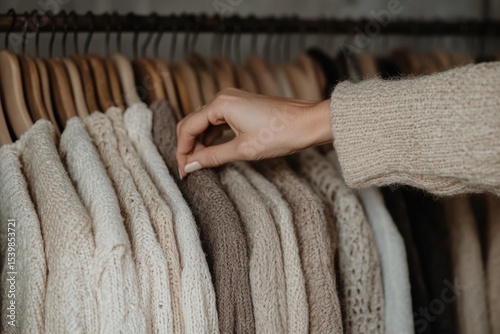 Female Fashion Stylist Arranging Clothes for Photo Shoot photo