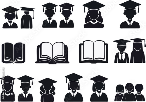 School icon silhouette set