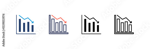 Recession icon set multiple style collection