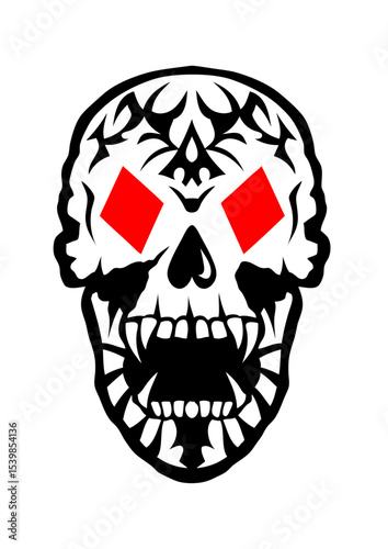 Tete de mort carreau poker carte crane