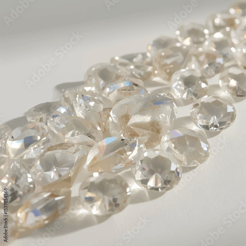 pearl, white crystals on White Background