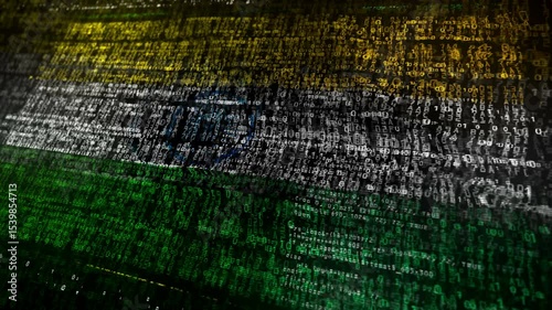 India flag waving secure code. Indian blowing banner cyber security attack and hack concept animation.