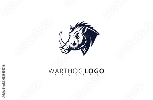 Bold Warthog Logo Design for Wildlife Enthusiasts. Fierce Boar Vector Emblem Ideal for Animal Conservation, Outdoor Business Branding, Safari Adventure Gear, and Nature-Inspired Graphic Identity.

