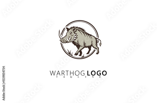 Eye-Catching Vintage Warthog Logo Design for Branding Use. Stylish Boar Head Vector Ideal for Wildlife Organizations, Hunting Clubs, Outdoor Adventure Brands, and Rugged Business Identity Logos.

