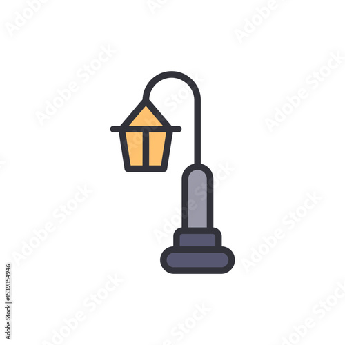 Stylized Illustration Of A Vintage Streetlight On Transparent Backdrop