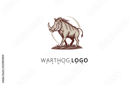 Retro Vintage Warthog Logo Design Ideal for Branding. Wild Boar Vector Artwork for Nature-Inspired Logos, Wildlife Company Emblems, and Traditional Yet Strong Visual Identity Branding Graphics.


