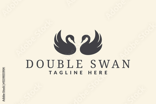 two swans logo design. logo icon vector illustration