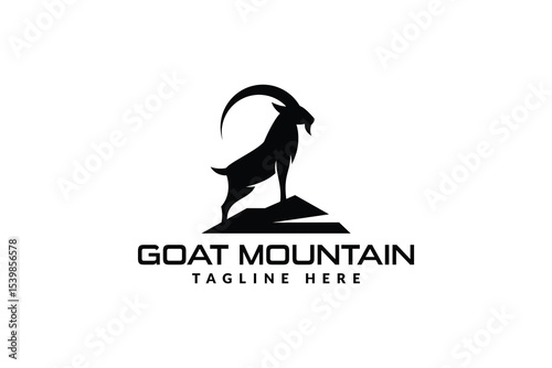 goat mountain logo icon vector illustration	