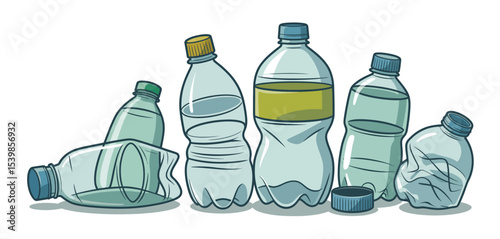 Collection of empty plastic water bottles