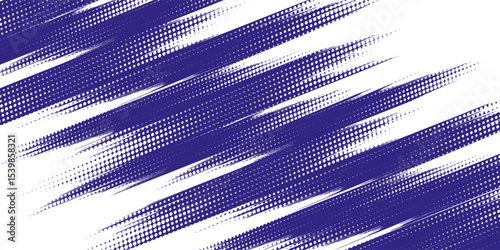 Dynamic Abstract Design With Diagonal Blue Brush Strokes and Halftone Patterns