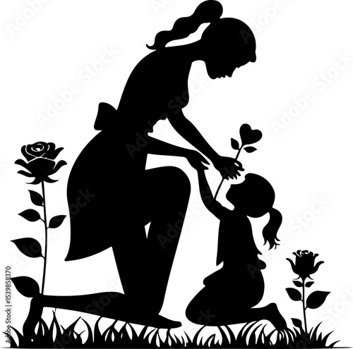 Mother and Child Bond with Flowers