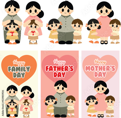 Cute Cartoon Family and Holiday Fun illustration