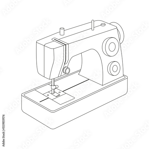 The icon of a modern sewing machine for sewing clothes on a white background