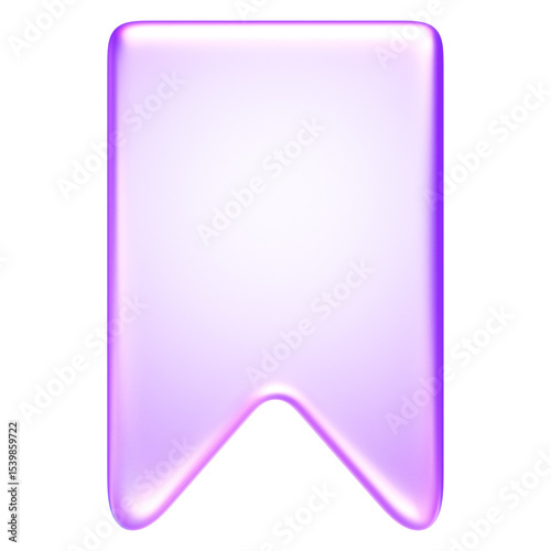 Glossy glassmorphism bookmark icon used to represent saving or marking content in digital apps and websites, 3d rendering