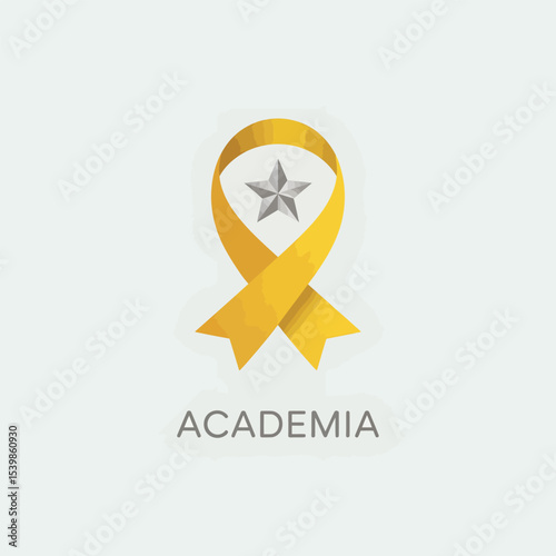 Academia logo featuring yellow ribbon and star emblem against white background suitable for educational institutions and awards programs