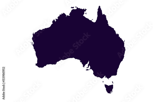 Map of Australian, sign silhouette. World Map Globe. Vector Illustration isolated on transparent background. African continent.