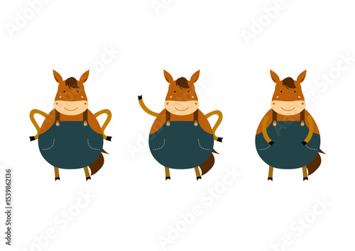 カントリー風の可愛い馬のイラスト素材
