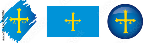 Flag vector Asturias North Spain
