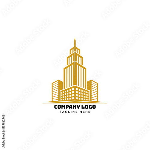 Golden Skyline: A majestic skyscraper dominates the city skyline, symbolizing ambition and prosperity. This high-angle perspective captures architectural grandeur and commercial prowess.