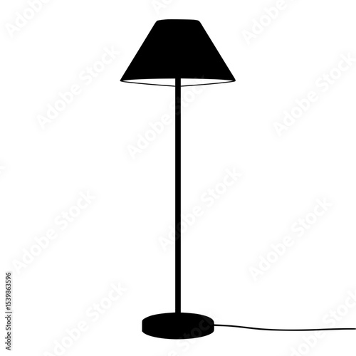 Simple black floor lamp design with a cone-shaped shade  