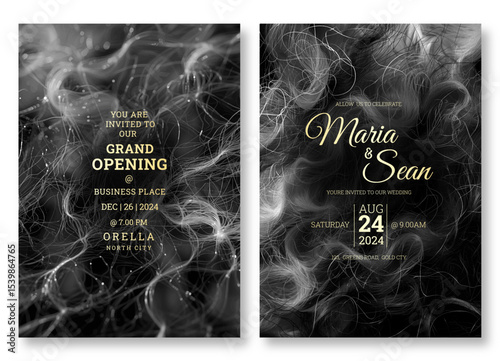 Wedding invitation template, business brochure template, black and white flyer design, universal background, versatile vector background, creative brochure template, party invitation template