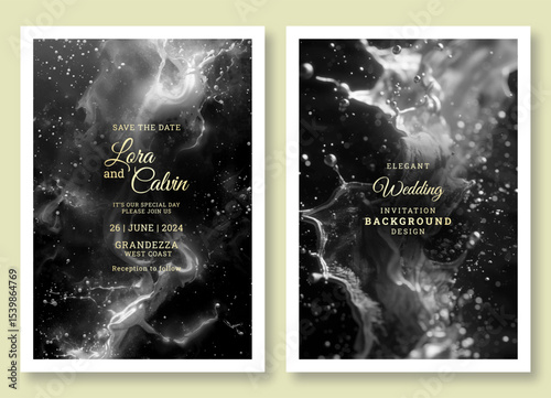Wedding invitation template, business brochure template, elegant art black and white flyer design, universal background, versatile vector background, creative brochure template, party invitation