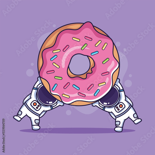 cute Cartoon astronaut with donut. Vector illustration of a cartoon astronaut.