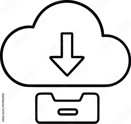 Cloud storage icon vector black silhouette print design