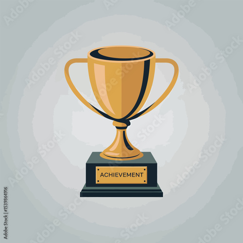 Gold trophy illustration depicting achievement success and recognition against a clean light gray background suitable for business and motivation concepts